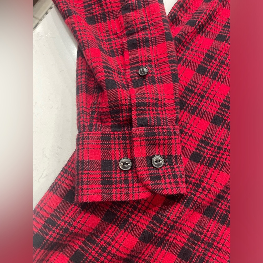 Lauren Ralph Lauren Women Red Black Plaid Flannel Button-Down Shirt Sz S cotton - Picture 7 of 15
